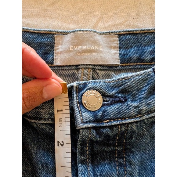 Everlane Distressed High Rise Jeans Ripped Knee 100% Organic Cotton Blue Size 27 - Picture 9 of 12